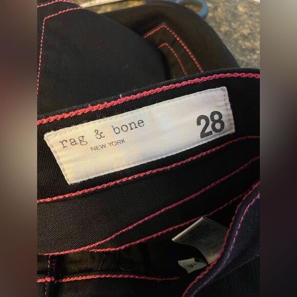 Rag & Bone black skinny jeans pink stitching  28 - Picture 7 of 8
